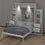 Lit escamotable avec tiroirs de rangement, lumières DEL et tablettes de bibliothèque, armoire murale escamotable en bois avec DEL-783291662