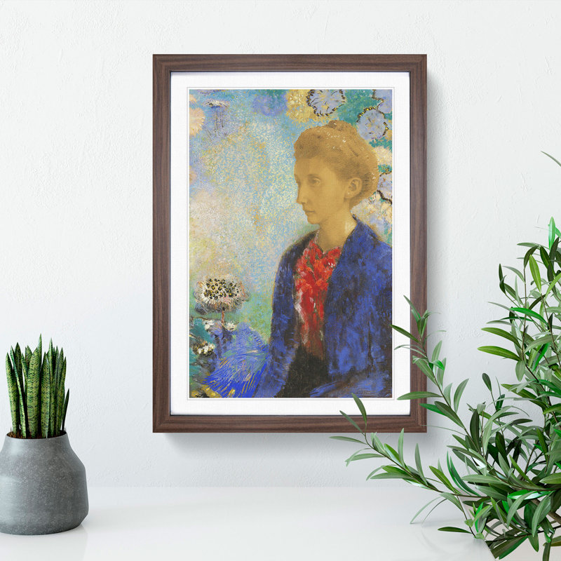 Baronne de Domecy by Odilon Redon - Picture Frame Painting, 65cm H x 48cm W x 2cm D, Walnut