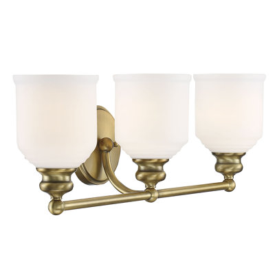  Melrose 3-Light Bathroom Vanity Light in Warm Brass