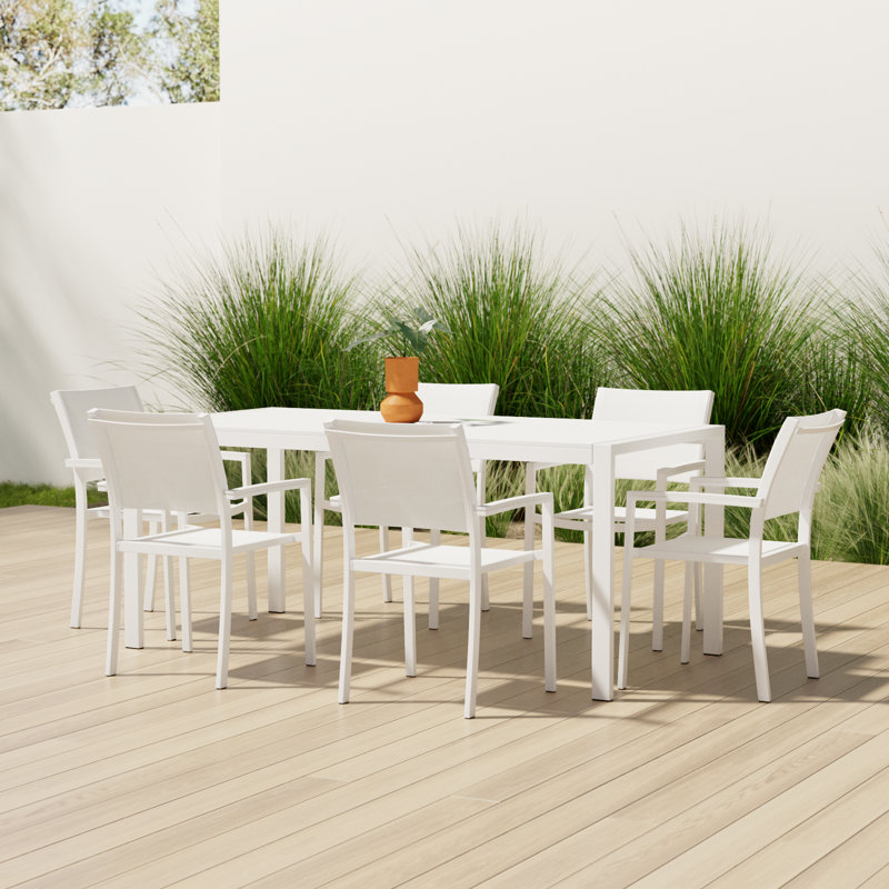 Ensemble de salle à manger de patio en métal pour 6 personnes avec table rectangulaire Aynura