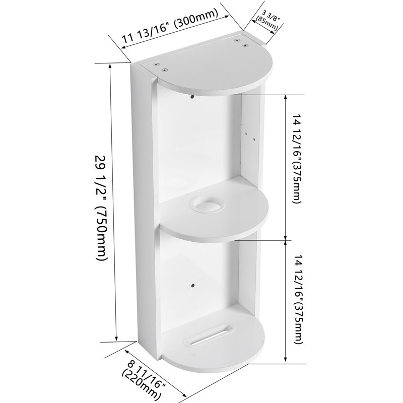Bathroom Wall-Mounted Storage Rack, Float Mounting Design,(KD-Packing), Glossy White