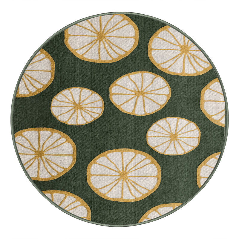  Tapis lavable avec pamplemousse et fruits blancs, Rond 7 pi