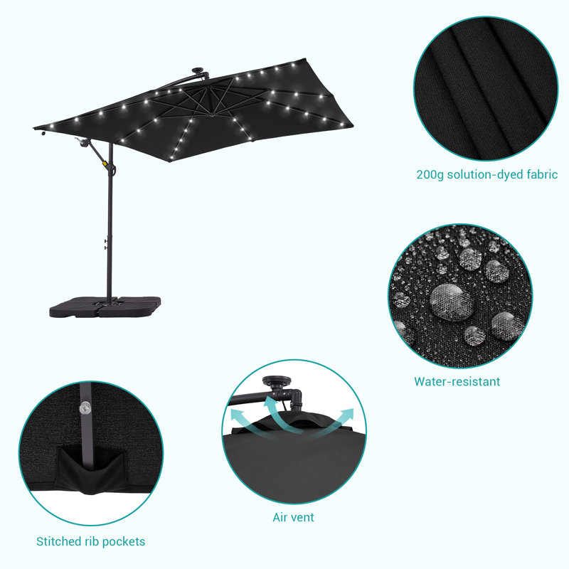 Parasol en porte-à-faux 98,25 po Duyne, Charcoal