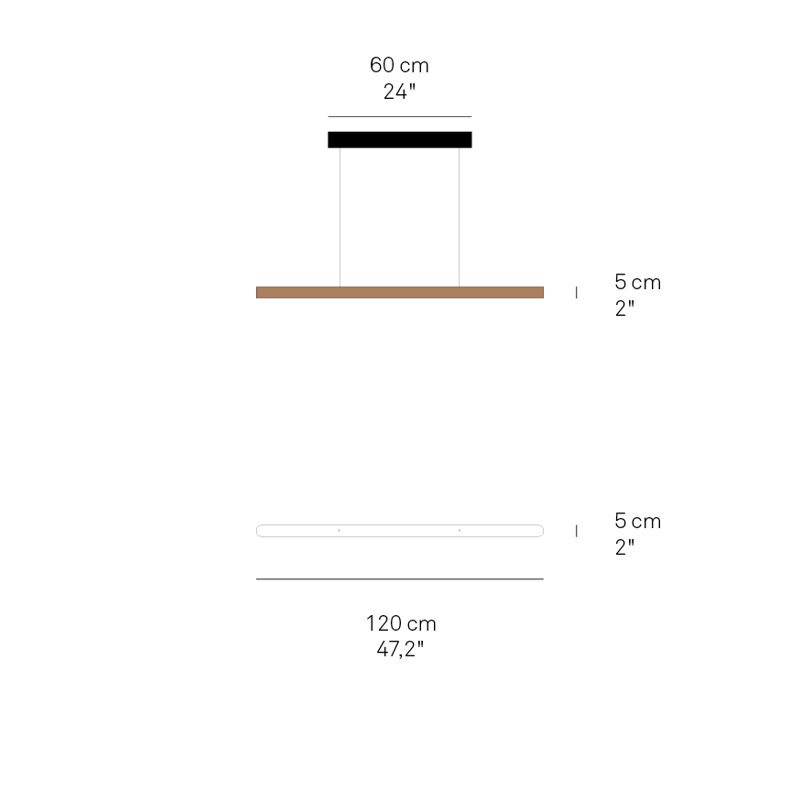 1 - Light LED Pendant, 98" H x 47.2" W x 2" D, Natural Beech, Matte White