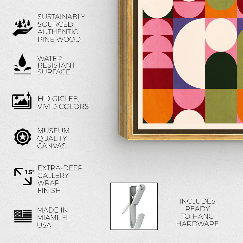 «Bauhaus Sixty - Floater Frame», impression sur toile, Cadre doré, H 15 po x l 10 po