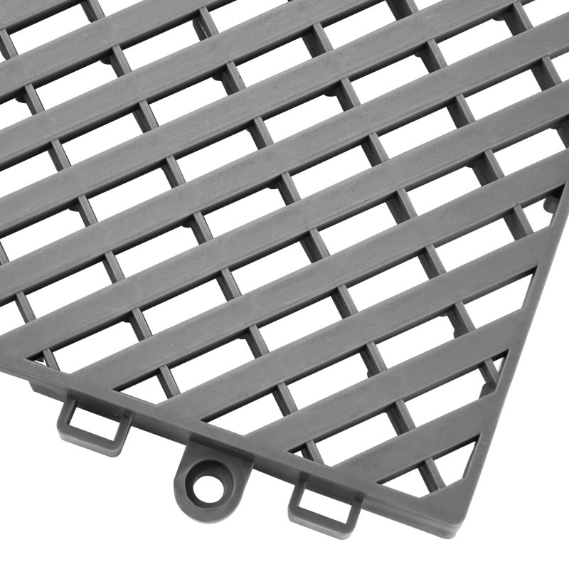 Interlocking Drainage Mat, Modular Interlocking Cushion Durable PP, 15.7" L x 15.7" W, Gray