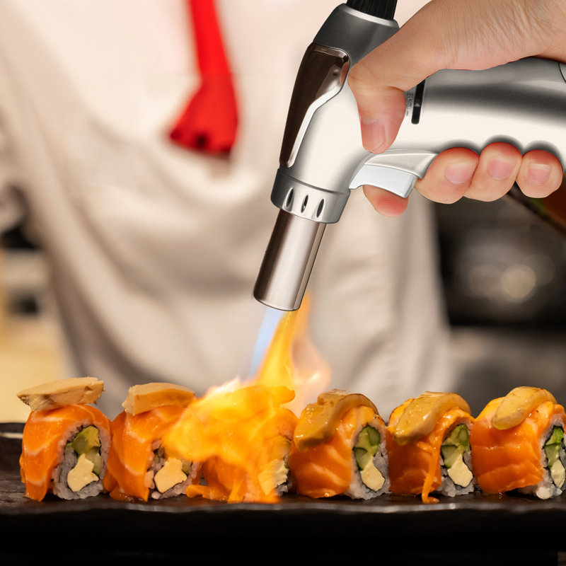 BBQ Torch Handheld Butane Torch For Welding, Cooking, Barbecue, Baking, Silver