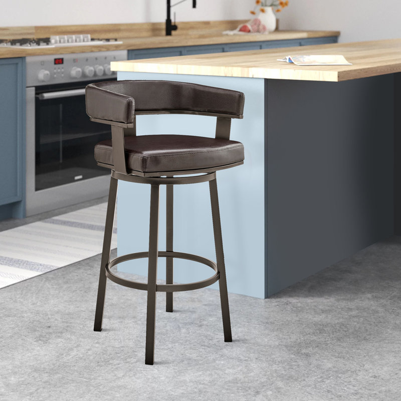 Tabouret de bar 26 po Jack, chaise pivotante, similicuir Jack, brun, Brun, Brun