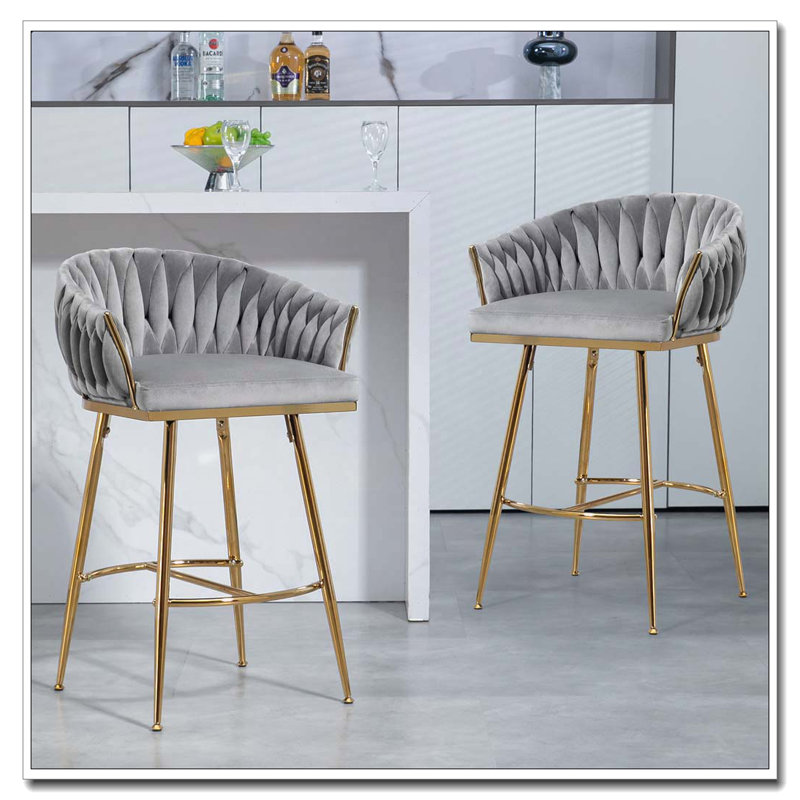 Tabourets de bar rembourrés en velours, Noir