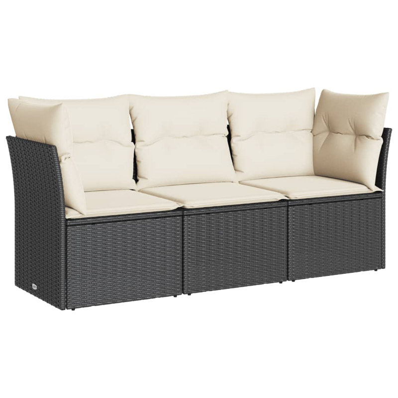 Ensemble de canapé de jardin Vidaxl noir, blanc crème