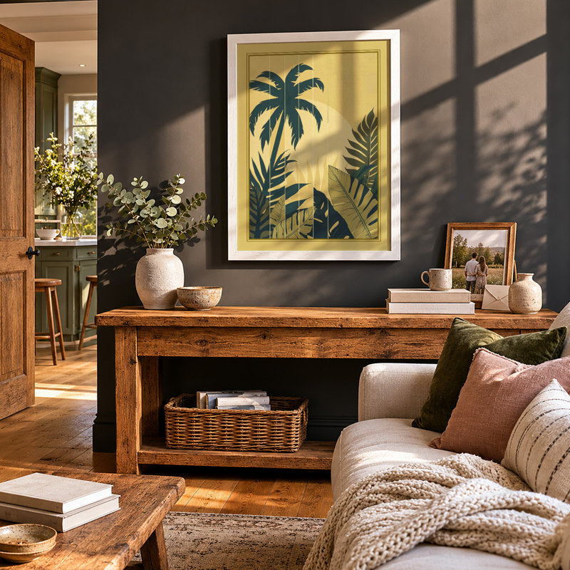 Tropical Palms Art Deco - Print, A4 - 29.7 x 21.0 cm, White