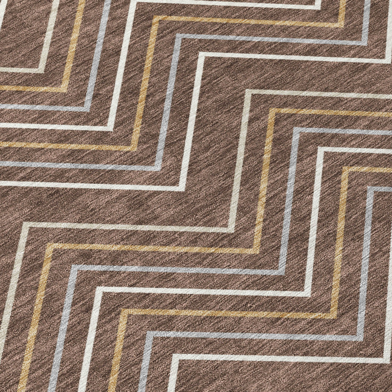 Machine Washable Indoor/Outdoor Jozwiak ACN2391 Geometric Rug, Round 8'