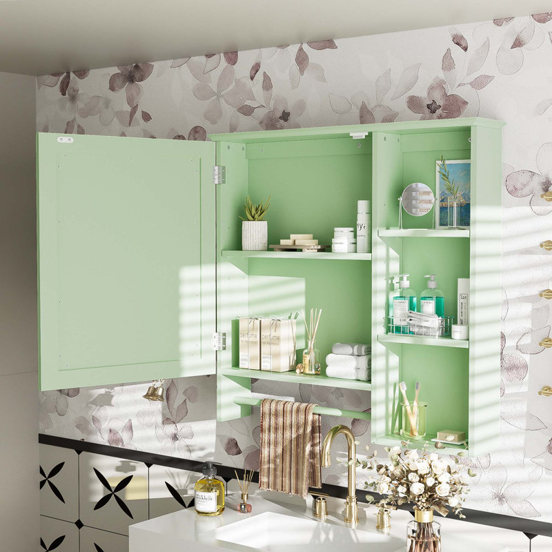 Wall Mounted Bathroom Storage Cabinet, Green