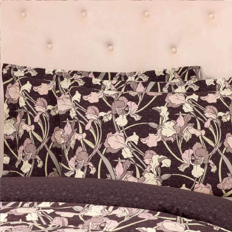 Edmonia 220 Thread Count Floral 100% Cotton Pillow Case, Euro