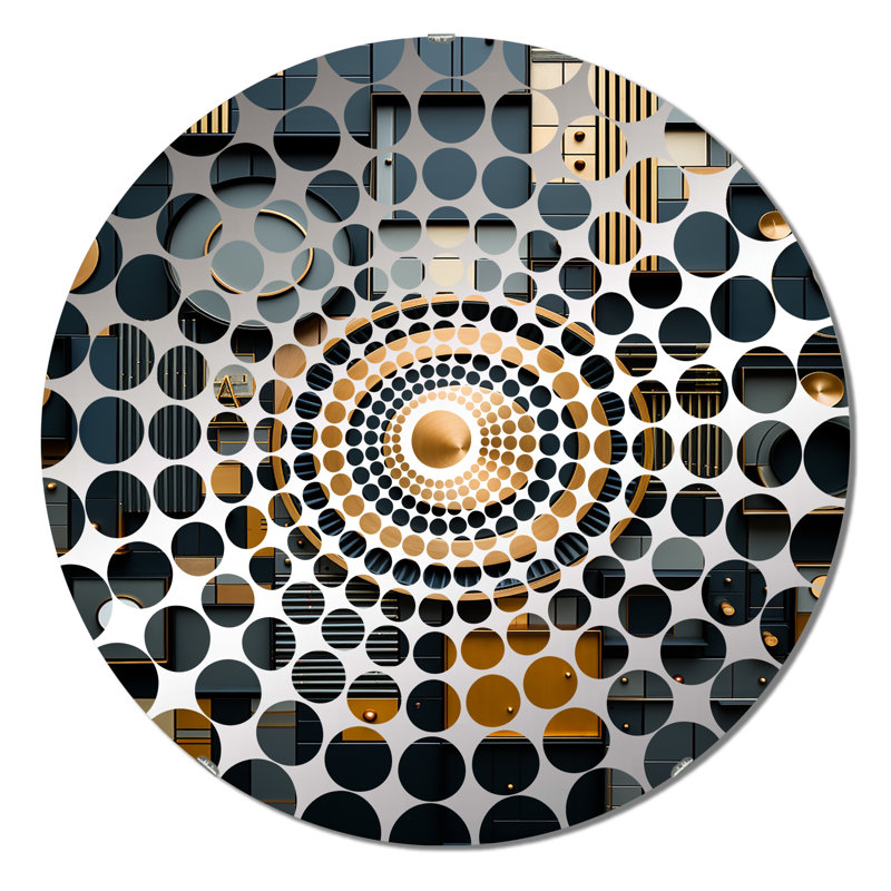 Miroir décoratif Esoteric Knowing In Teal and Gold II - Cercles concentriques, 23,6 po x 23,6 po