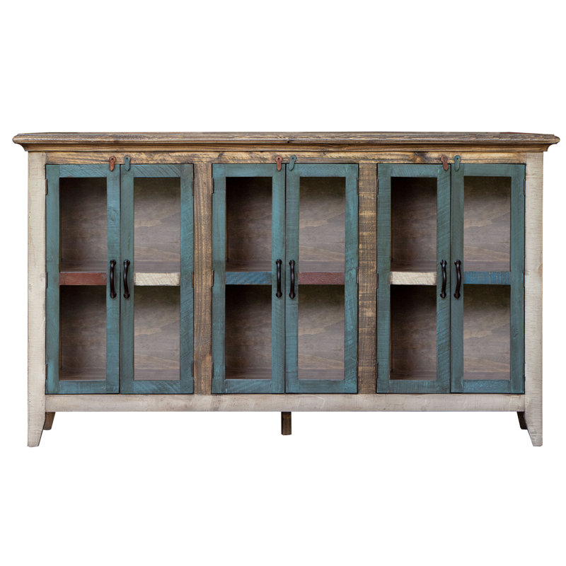 Dodge 6-Door Glass and Wood Sideboard