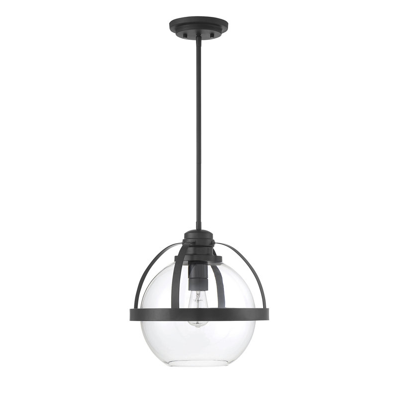 Luminaire suspendu simple en verre Margos, Noir mat