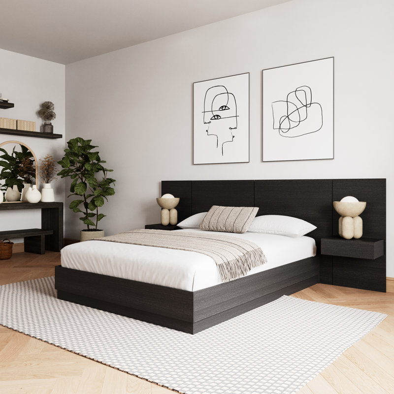Filoftea 3 Piece Bedroom Set, King, Black