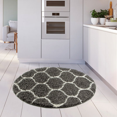 Myshaggy Collection Rugs Trellis Design in Dark Grey