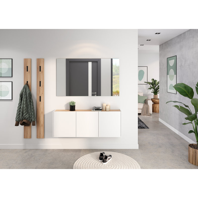 Sapar 138cm Sideboard, White/Navarre oak effect