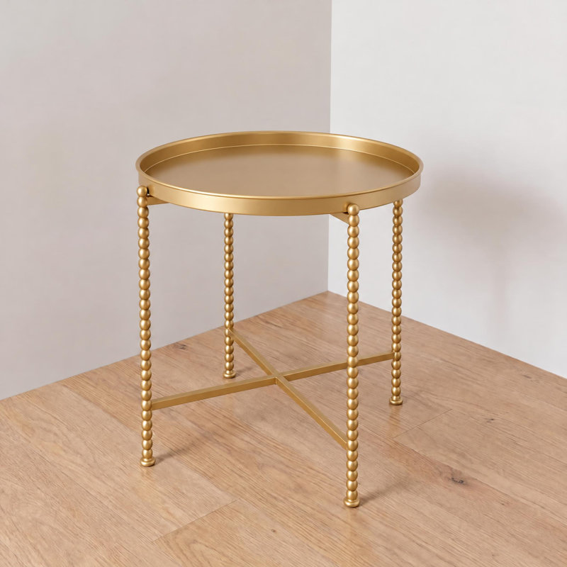 Table d'appoint ronde Venice de 20 po au design élégant en acier, Doré