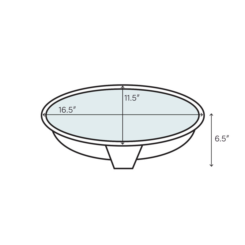 Lavabo de salle de bain ovale à double fixation avec trop-plein Asana, Acier martelé miroir