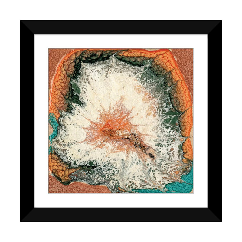« caldera ii », impression sur toile, H 16 po x l 16 po x P 1 po, Papier d'art encadré noir, Blanc