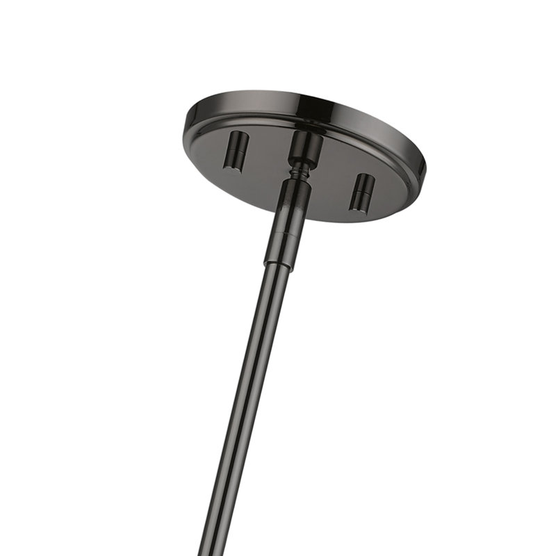 Luminaire suspendu cylindrique simple à 4 lumières Letourneau, Noir chromé