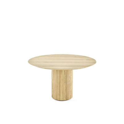 Fluted Natural Wood Round Dining Table