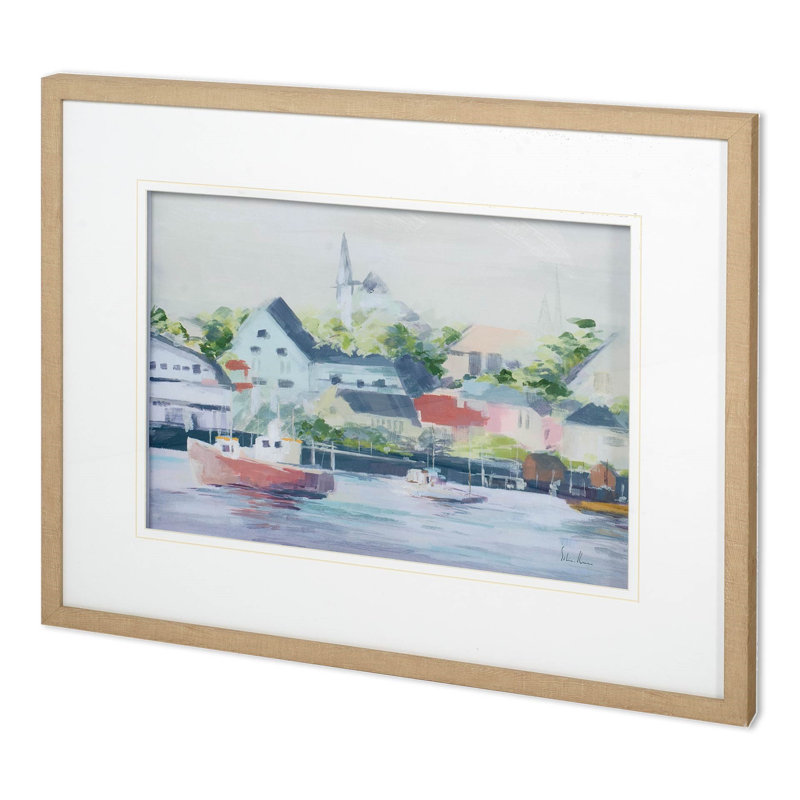 Home Port I a Hand Embelished Textured Framed Art Print Matted under Glass