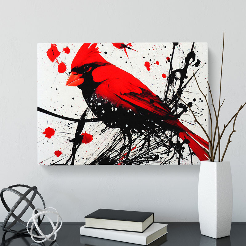 Cardinal Bird Splash Vol.1 - Wrapped Canvas Painting, 50cm H x 76cm W x 3cm D