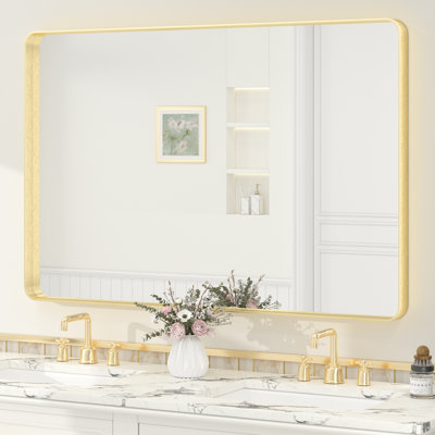 Molly Tempered Glass and Metal Framed French Cleat Mounted Wall Bathroom / Vanity Mirror