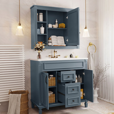 Meuble-lavabo moderne 36 po avec lavabo supérieur