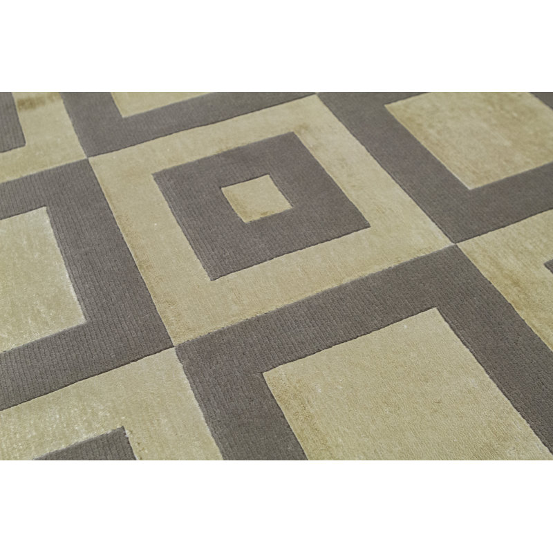 Tapis ivoire et gris noué à la main de haute qualité