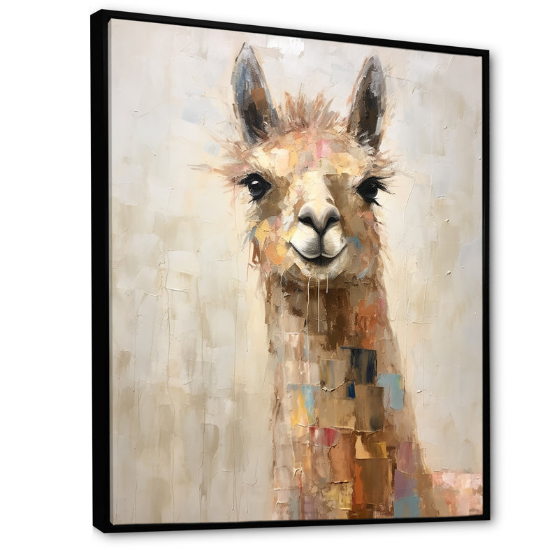 «Furry Llama Portrait II», reproduction sur toile, Cadre flottant noir, H 32 po x l 24 po x P 1 po