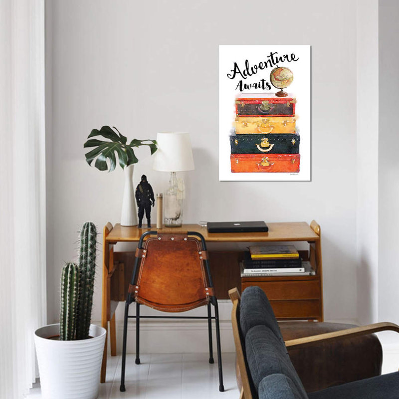 Reproduction d'art sur toile «L bond Stack Adventure Awaits», H 12 po x l 8 po x P 0,75 po, Toile tendue, Pas de tapis