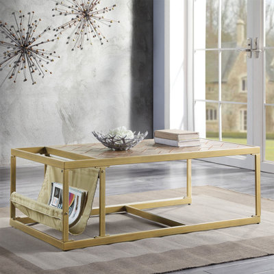 Table basse rétro avec porte-revues brun