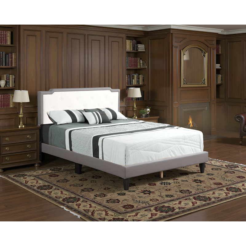 Lit double gris clair / blanc Getafe, Double, Gris clair / blanc