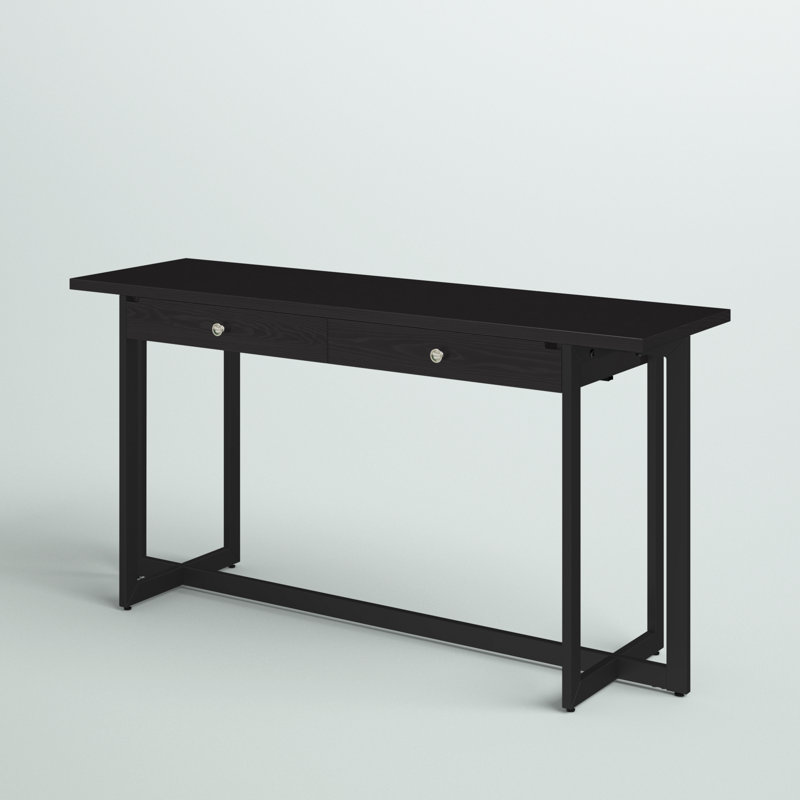 Proulx Writing Desk with Power Outlet, Black