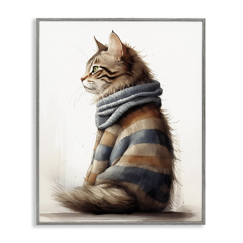 Chat en rayé, estampe numérique par Sasha, Estampe numérique Farmhouse, H 30 po x l 24 po