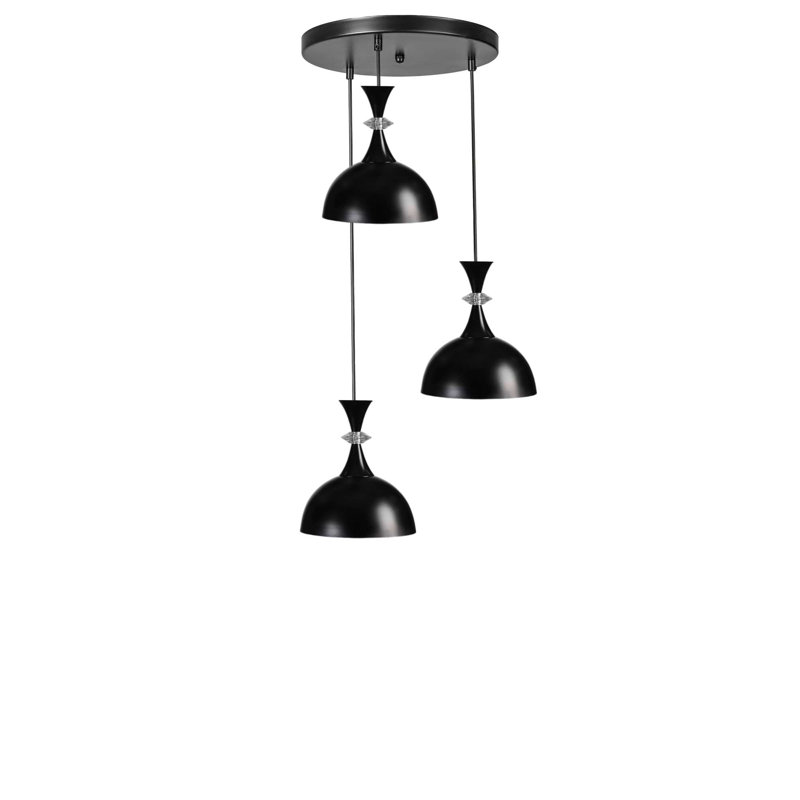 Lustre, 3 niveaux, Noir, Trois lumières