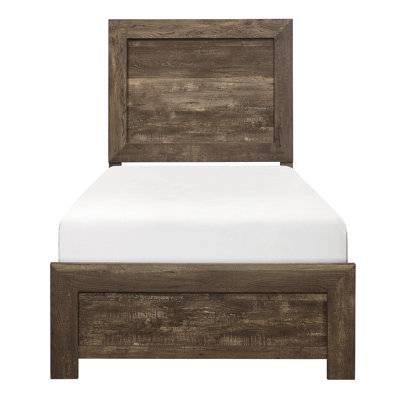 Lit simple en bois avec finition brun rustique - Tête de lit et chambre à coucher en bois teint