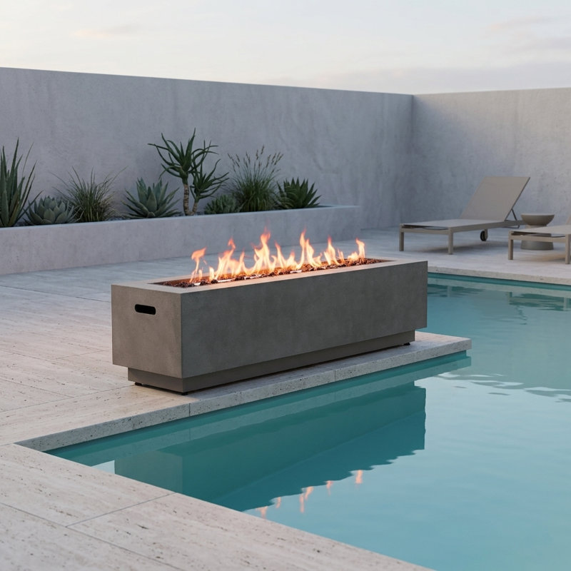 50,000 Btu Rectangular Iron Propane Gas Fire Pit Table With Matching Tank Holder – Includes Lava Rocks – No Assembly Required