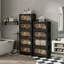 Armoire de rangement pliante latérale 24 po, 5 niveaux, 23,62 po x 13,78 po x 59,84 po, bacs de rangement pliables avec porte magnétique, armoire de rangement en plastique avec roues