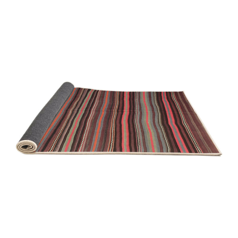 Tapis contemporain rouge / brun, Rectangle 5 pi x 7 pi