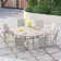 60" Patio dining set with Metal Round Dining Table and Stackable Armrest Dining Chairs