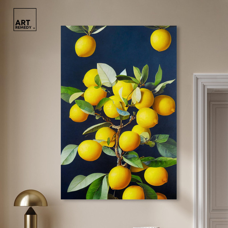 Art mural sur le thème des citrons en pleine floraison par Art Remedy, Toile tendue, H 54 po x l 36 po
