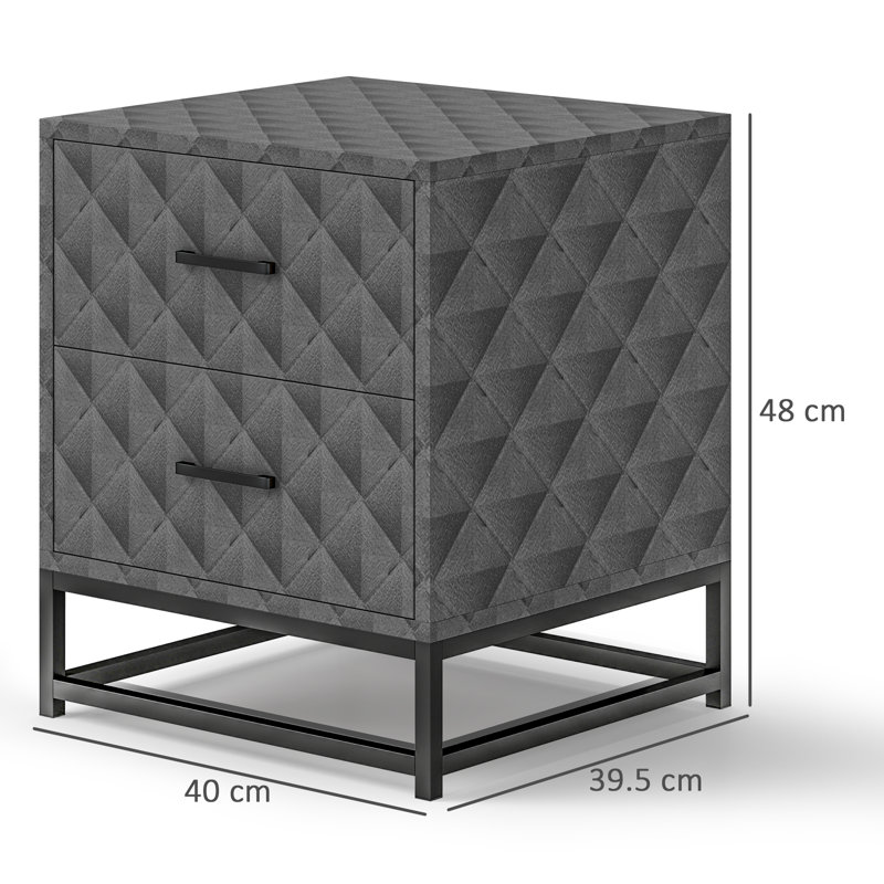 40cm W Particle Board Bedside Table, Grey