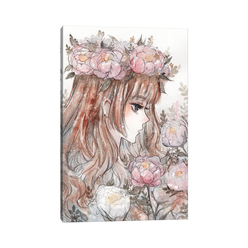 Peony by Cherriuki - Wrapped Canvas Painting, 20.32 cm H x 30.48 cm W