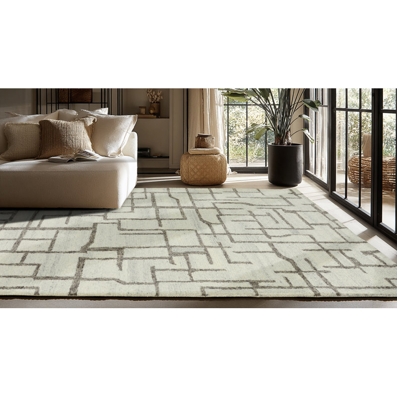 Tapis en laine / tencel touffeté à la main, Gris anthracite, 8'9" x 11'9"